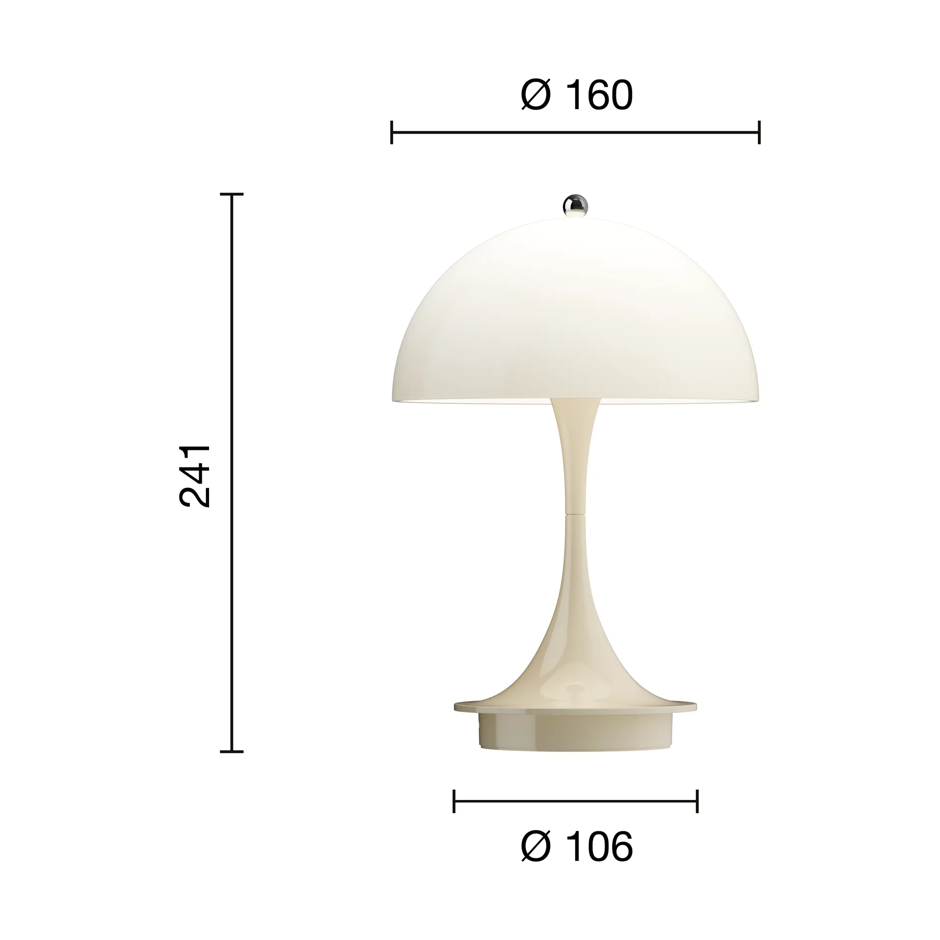 Panthella 160 Portable v3 pöytävalaisin, Opal beige Louis Poulsen
