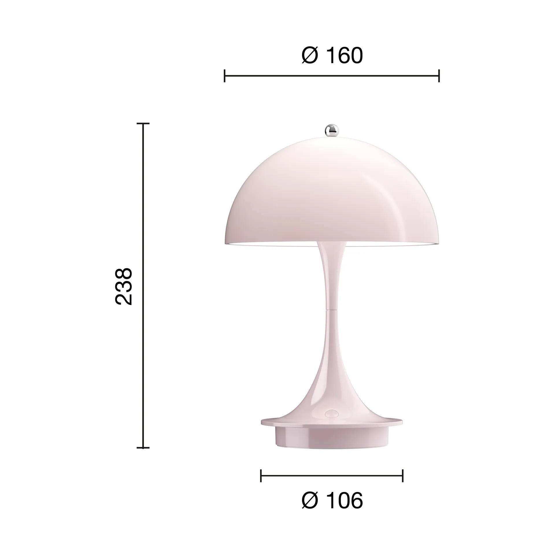 Panthella 160 Portable v3 pöytävalaisin, Opal pale rose Louis Poulsen