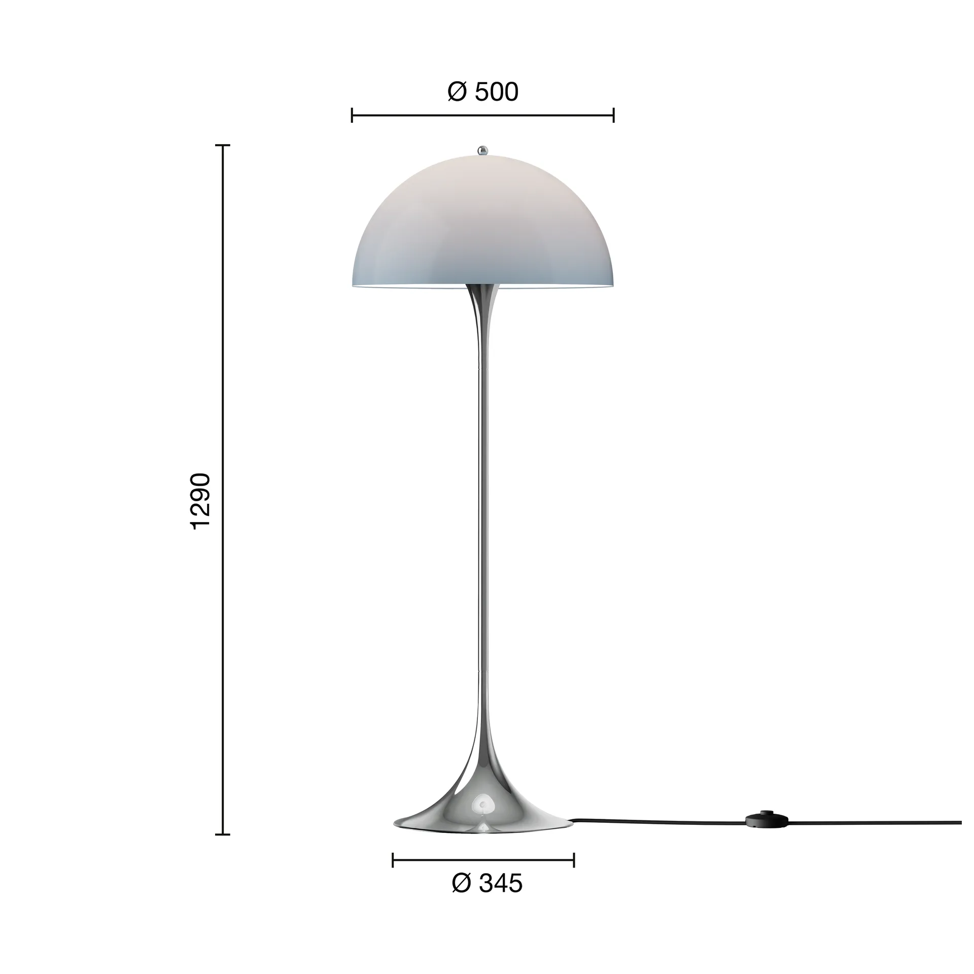 Panthella 500 lattiavalaisin, Original opal blue grey Louis Poulsen