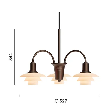 PH 1/1 Chandelier Centenary Edition kattokruunu - Brass-dusty terracotta, 3 käsivartta - Louis Poulsen