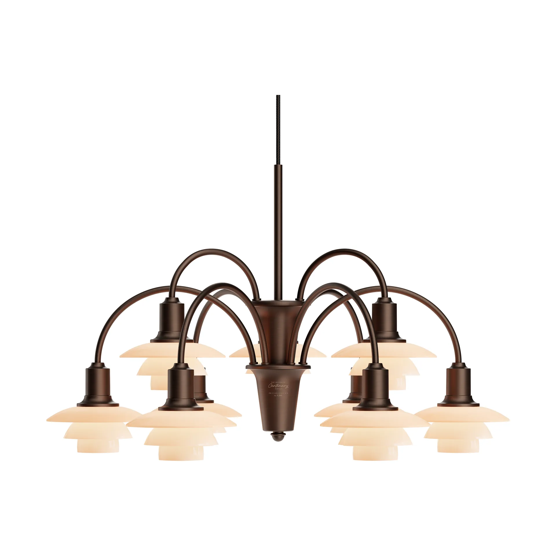 PH 1/1 Chandelier Centenary Edition kattokruunu, Brass-dusty terracotta, 9 käsivartta Louis Poulsen