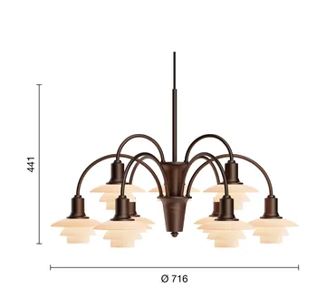 PH 1/1 Chandelier Centenary Edition kattokruunu - Brass-dusty terracotta, 9 käsivartta - Louis Poulsen