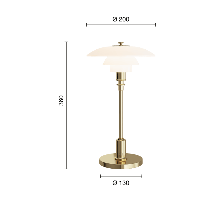 PH 2/1 Portable pöytälamppu, Brass Louis Poulsen
