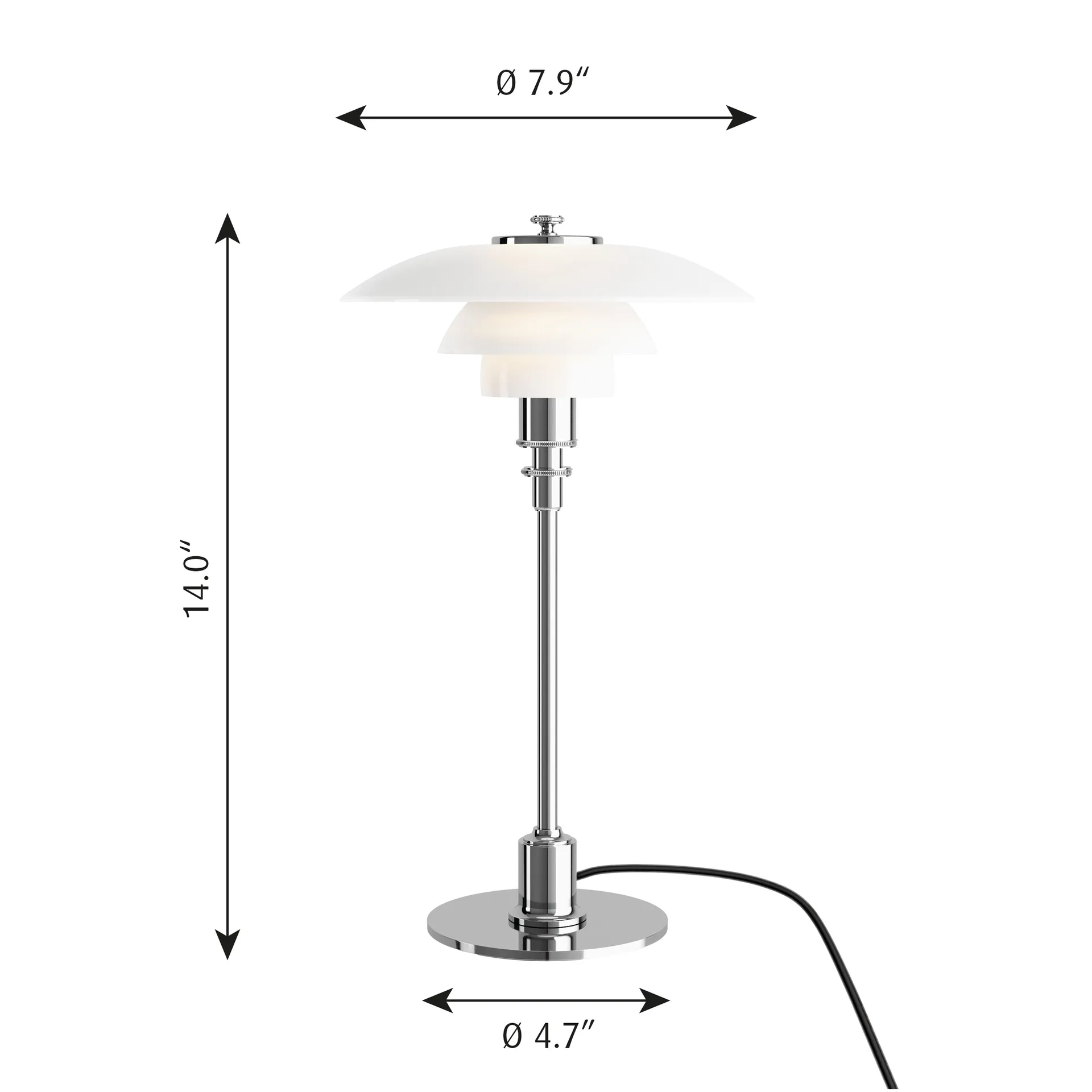 PH 2/1 -pöytälamppu, Kromi Louis Poulsen