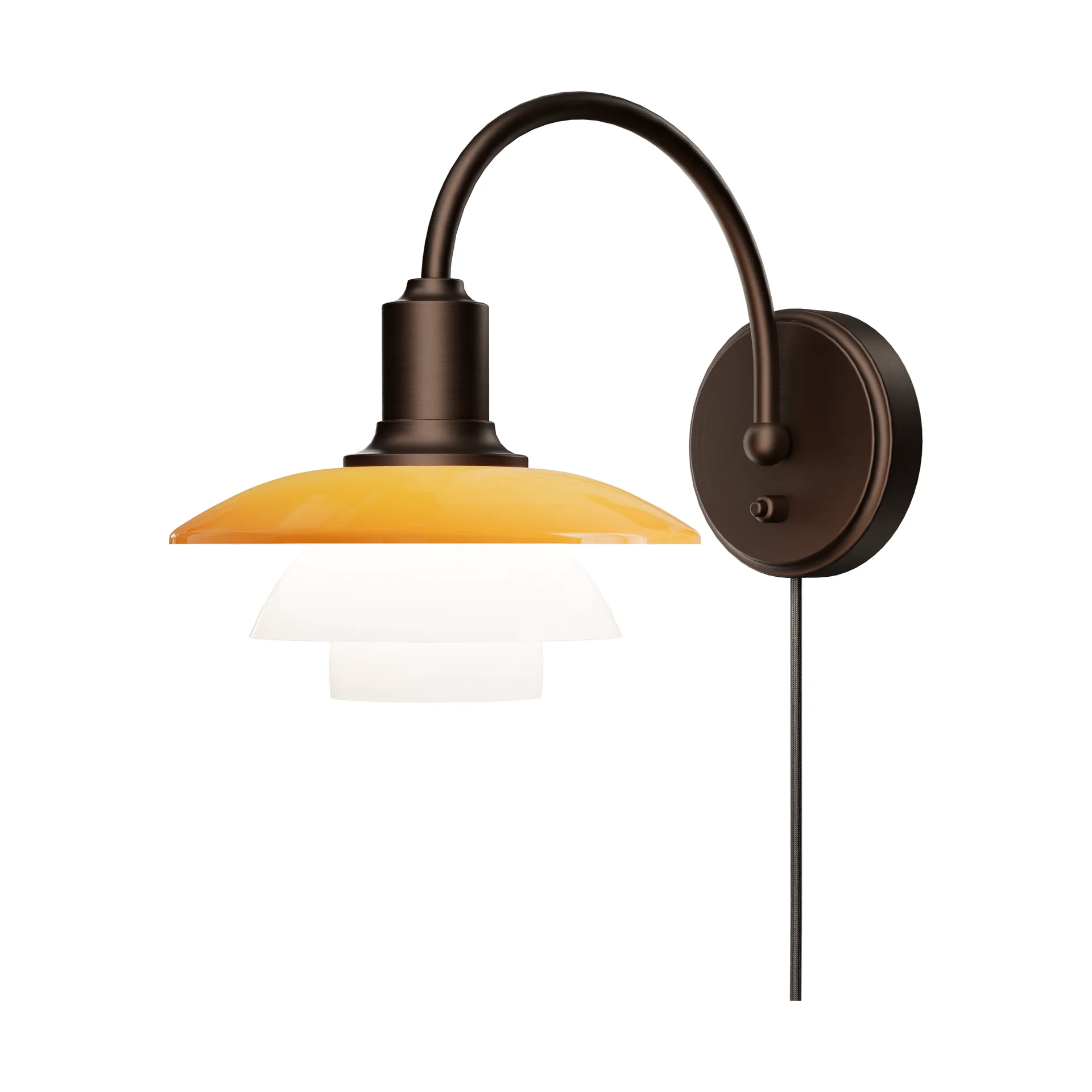 PH 2/2 Centenary Edition seinälamppu, Amber–opaalinvalkoinen, pistotulppa Louis Poulsen