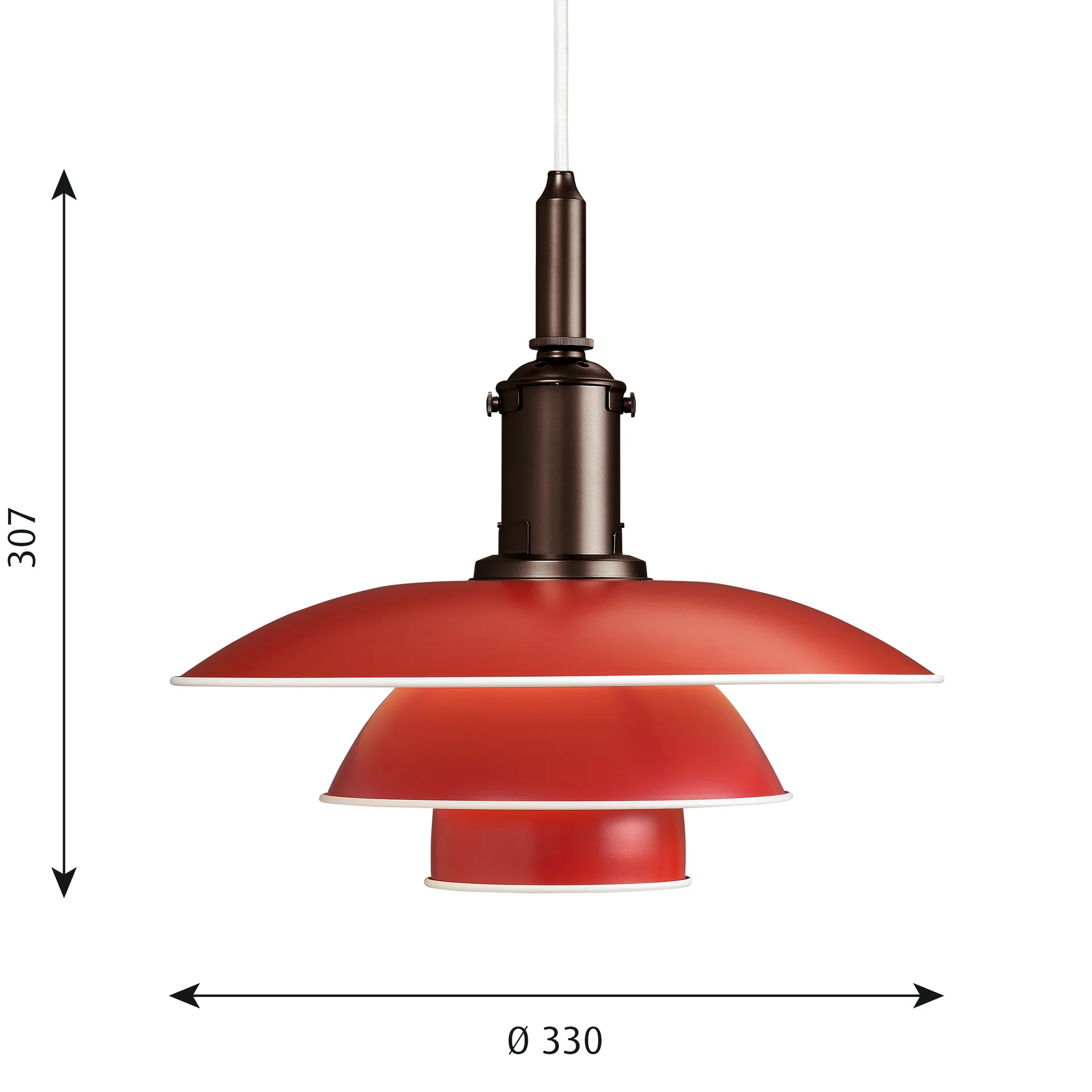 PH 3½-3 -kattolamppu, Punainen Louis Poulsen