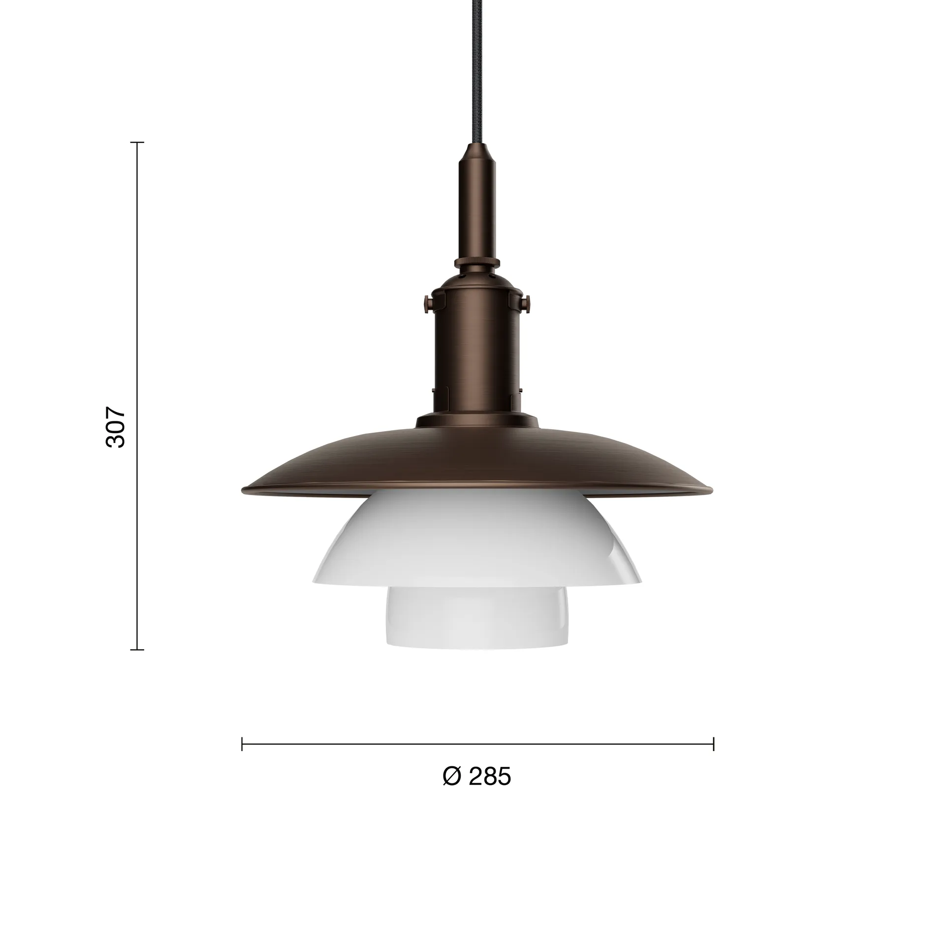 PH 3/3 Luna kattolamppu, Aged brass-opaalilasi Louis Poulsen