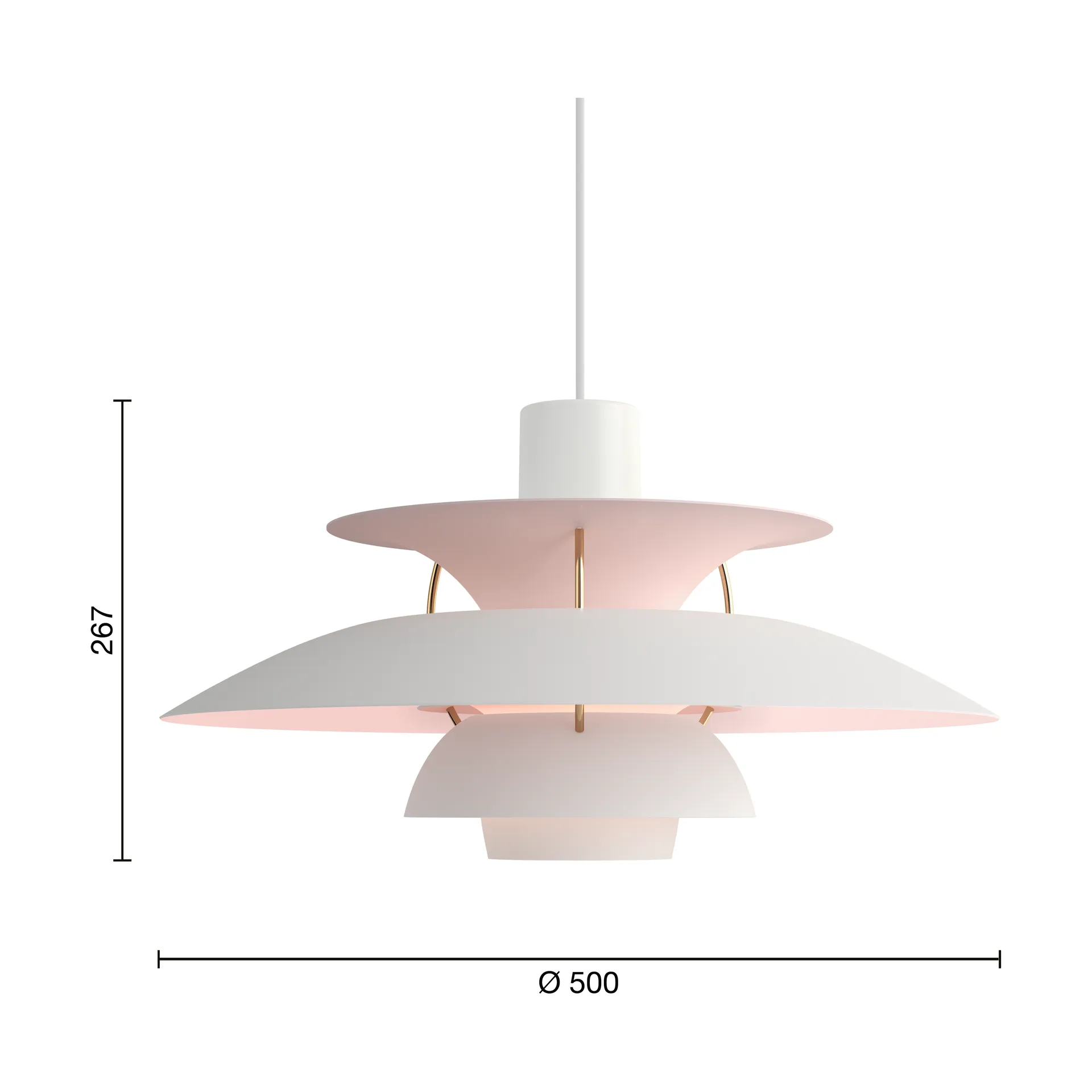 PH 5 Anniversary Juhlaeditio riippuvalaisin, Matte white-pale rose Louis Poulsen
