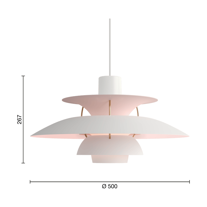 PH 5 Anniversary Juhlaeditio riippuvalaisin, Matte white-pale rose Louis Poulsen
