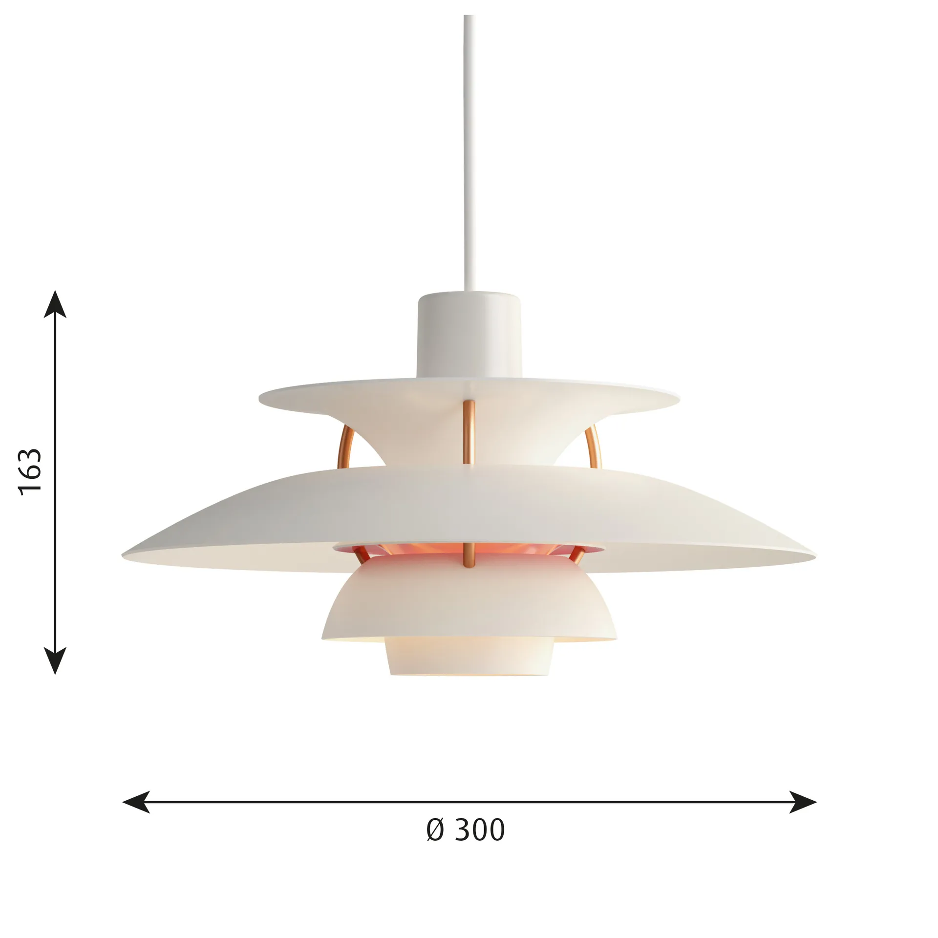 PH 5 -kattovalaisin, Ø300, Valkoinen modern Louis Poulsen