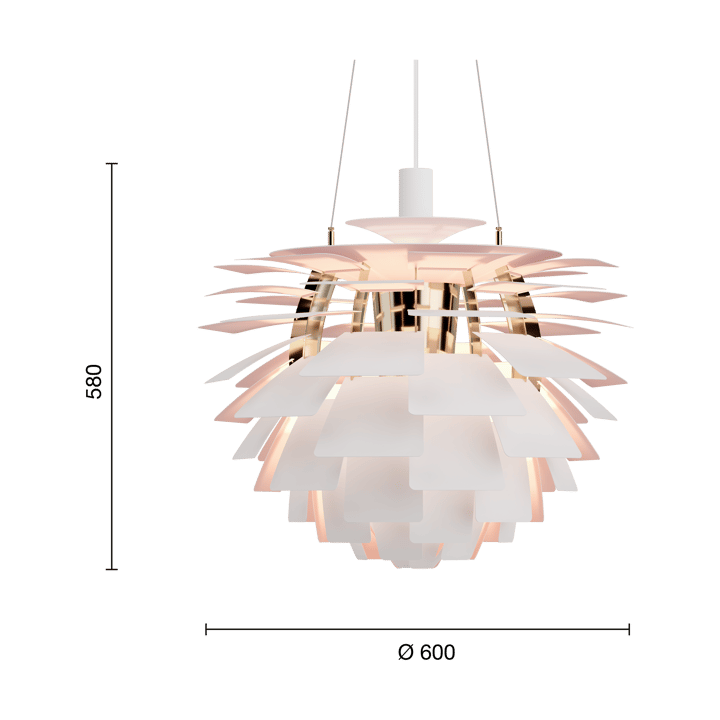 PH Artichoke Anniversary Juhlaeditio riippuvalaisin, Matte white-pale rose Ø60 cm Louis Poulsen