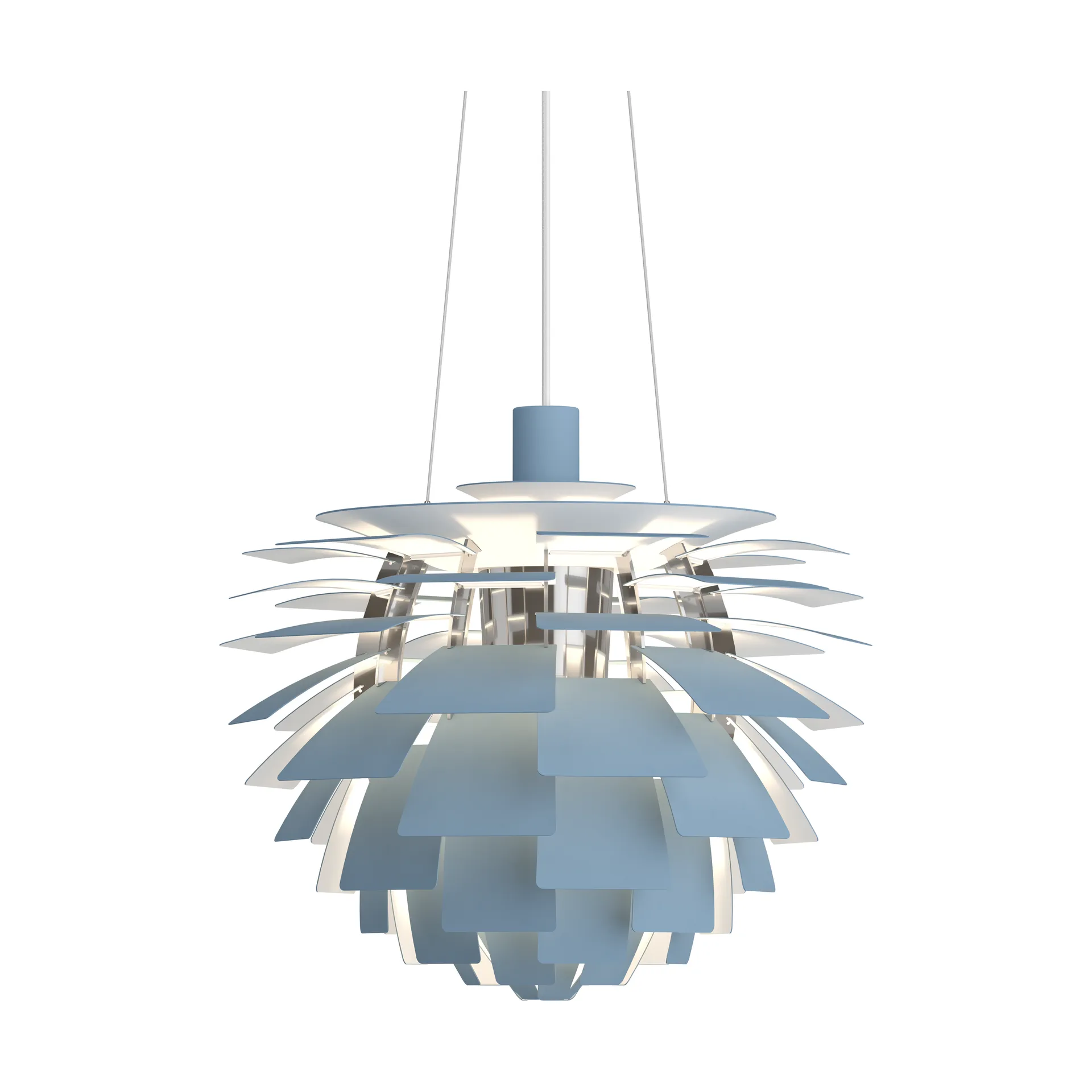 PH Artichoke -kattolamppu Ø48 cm, Dusty blue-high lustre chrome plated Louis Poulsen