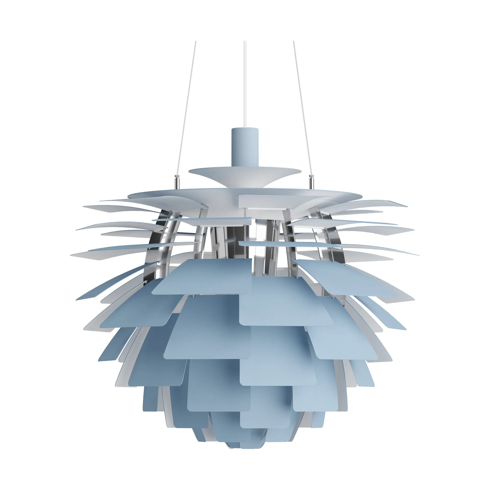 PH Artichoke -kattolamppu Ø60 cm, Dusty blue-high lustre chrome plated Louis Poulsen