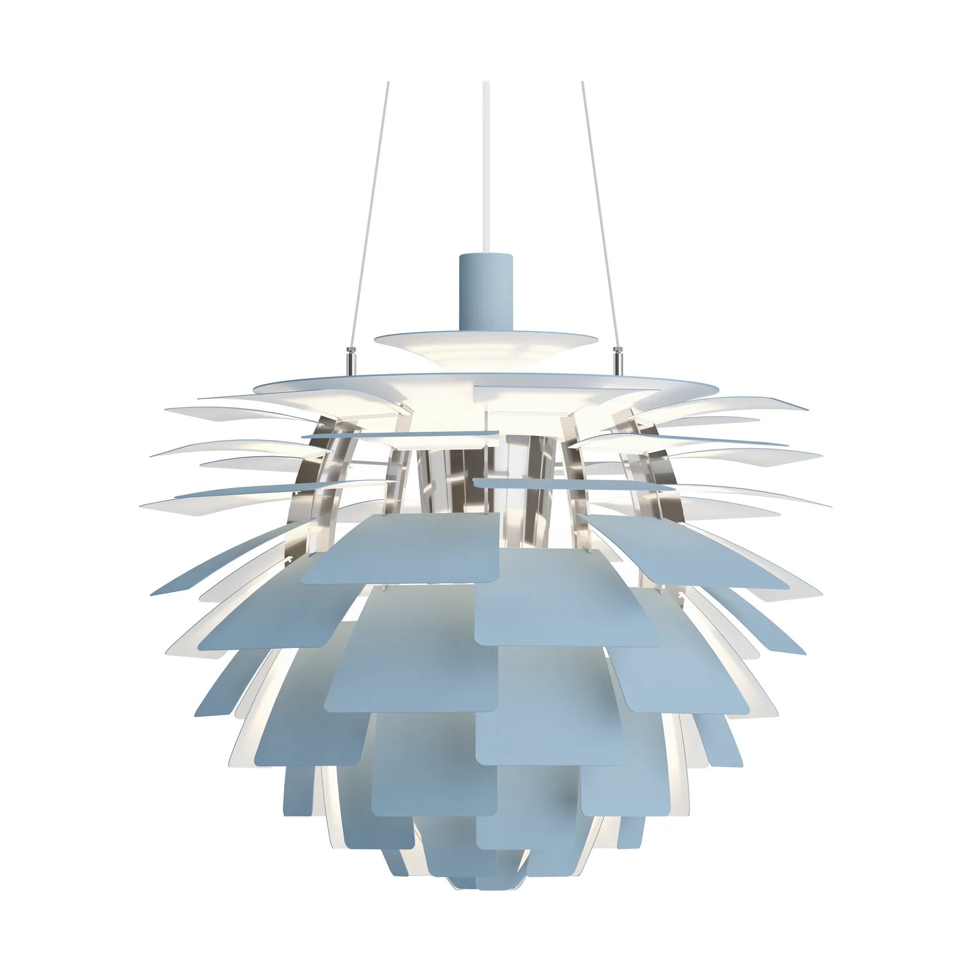 PH Artichoke -kattolamppu Ø60 cm, Dusty blue-high lustre chrome plated Louis Poulsen