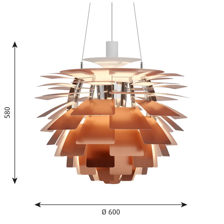 PH Artichoke -kattolamppu Ø60 cm, Kupari Louis Poulsen
