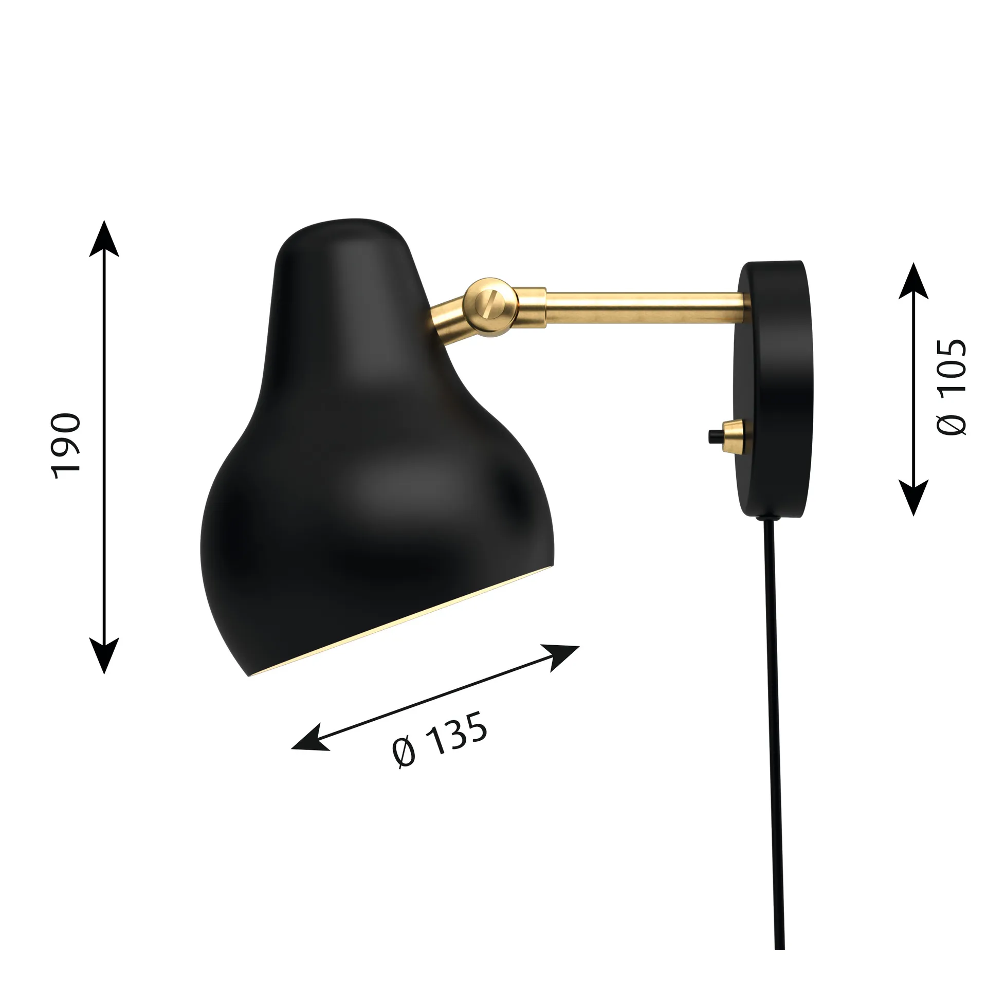 VL38 -seinälamppu, Musta Louis Poulsen