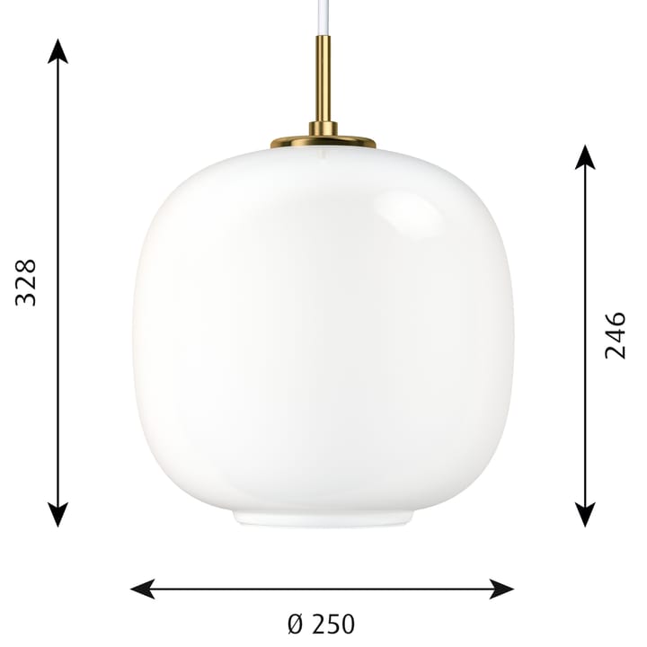 VL45 Radiohus kattolamppu Ø25 cm, Brass-white opal glass Louis Poulsen