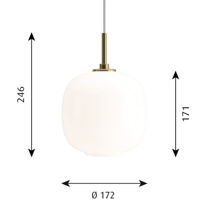 VL45 Radiohus kattovalaisin Ø17,5 cm, Brass-white opal glass Louis Poulsen