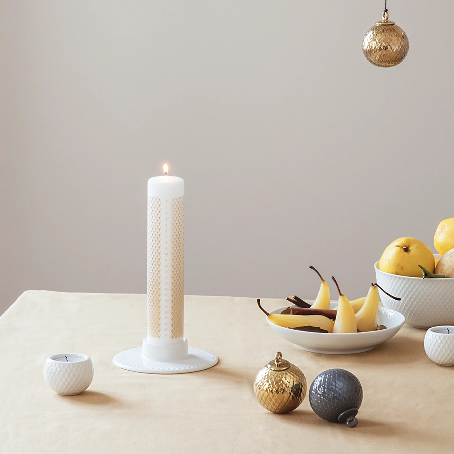 Rhombe AdventsvaaleaØ5 cm, Valkoinen Lyngby Porcelæn