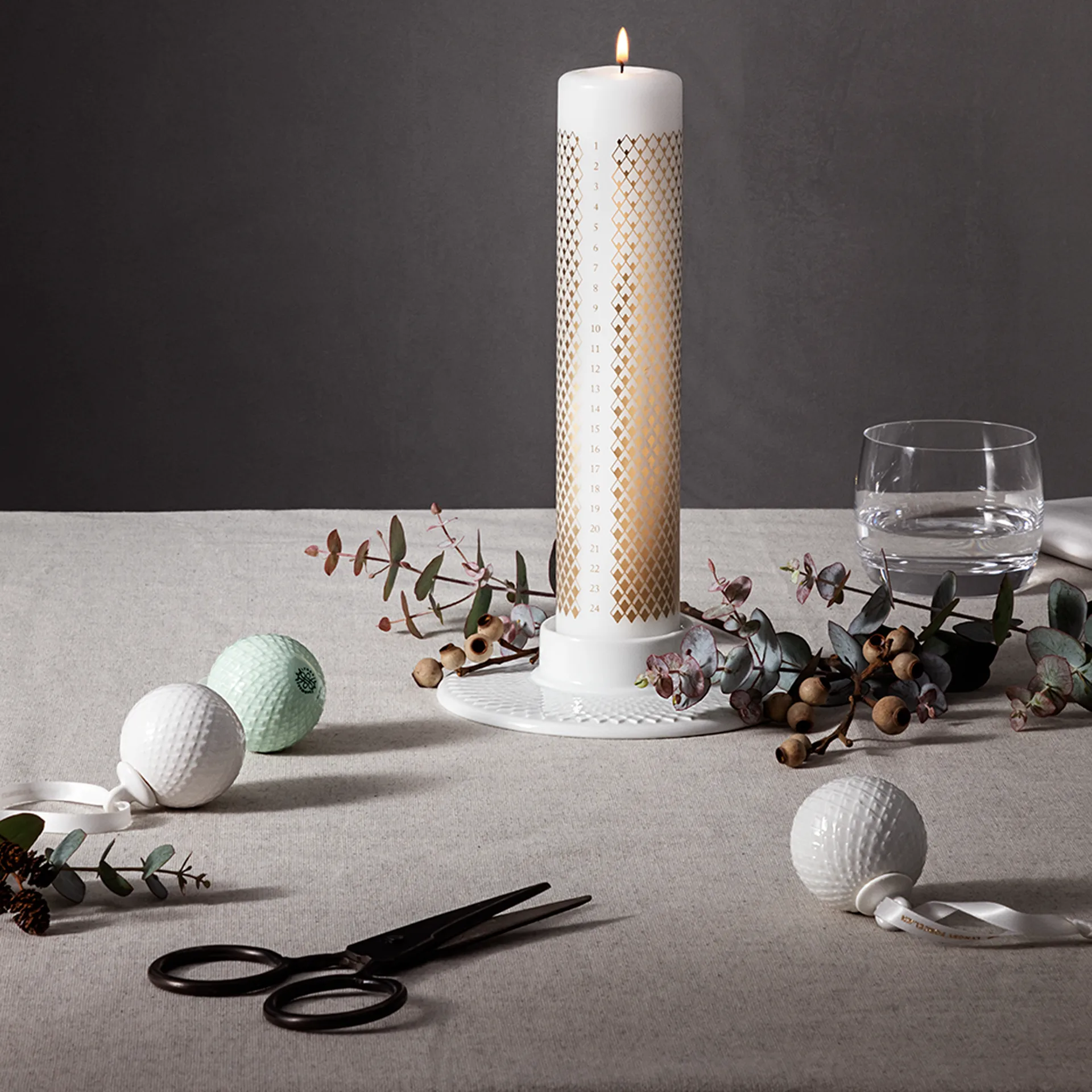 Rhombe AdventsvaaleaØ5 cm, Valkoinen Lyngby Porcelæn