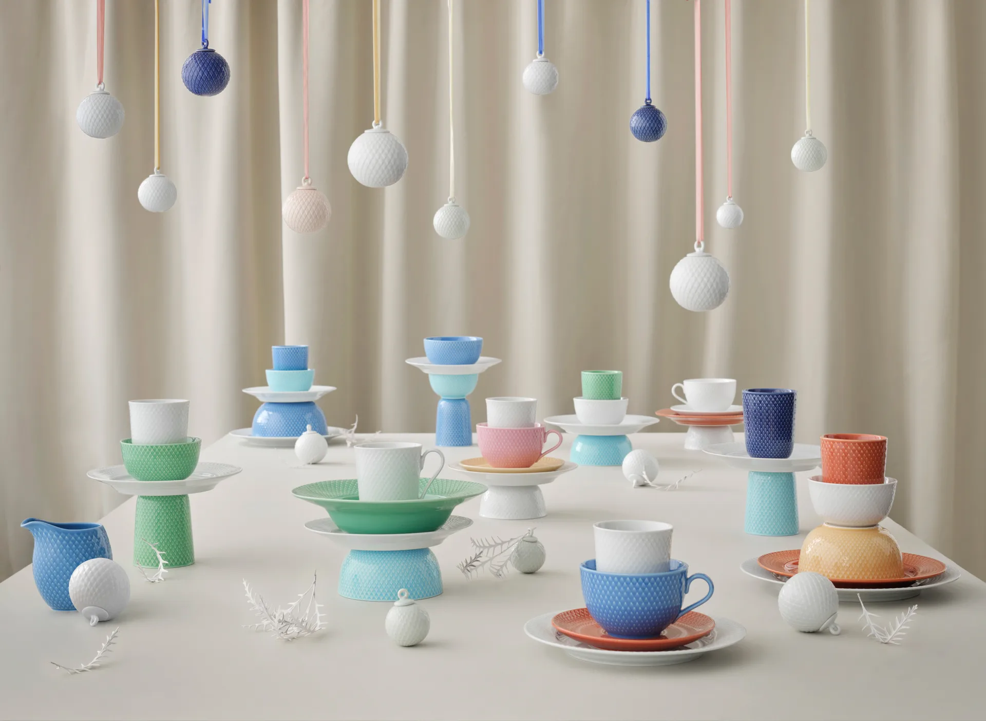 Rhombe joulupallo Ø 7 cm, valkoinen Lyngby Porcelæn