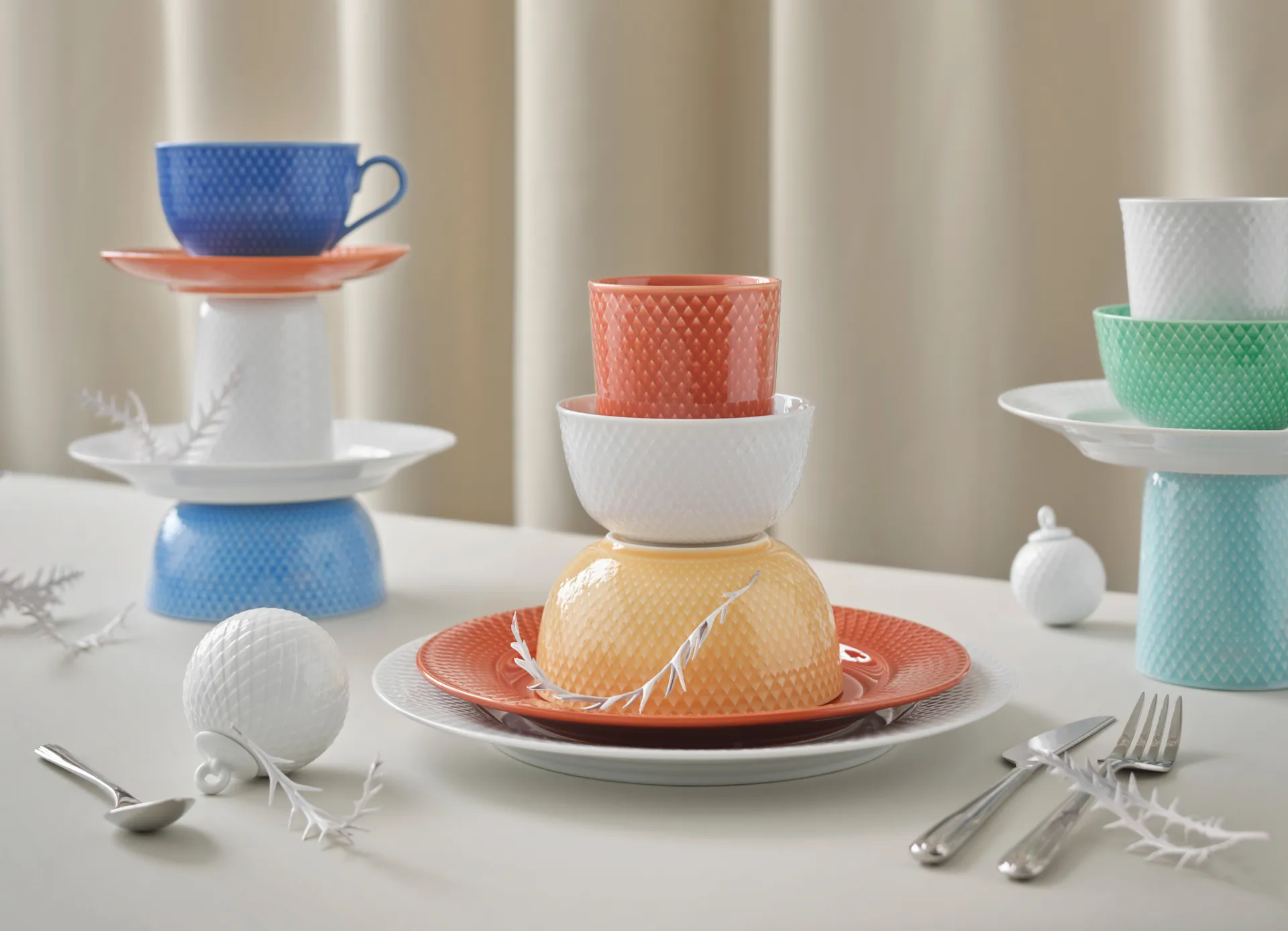 Rhombe joulupallo Ø 7 cm, valkoinen Lyngby Porcelæn