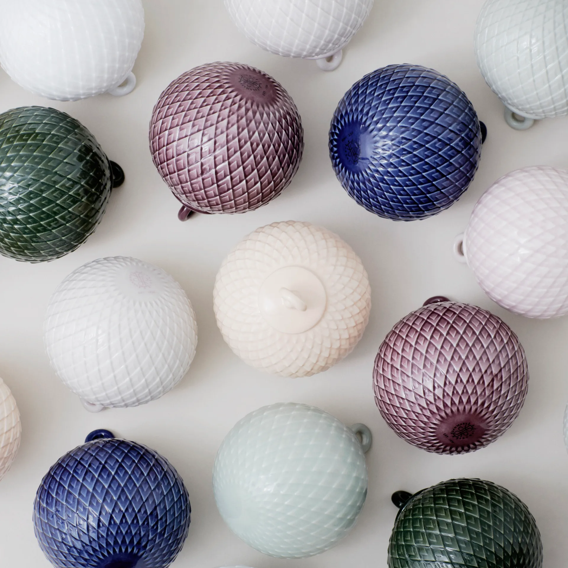 Rhombe joulupallo Ø 7 cm, valkoinen Lyngby Porcelæn