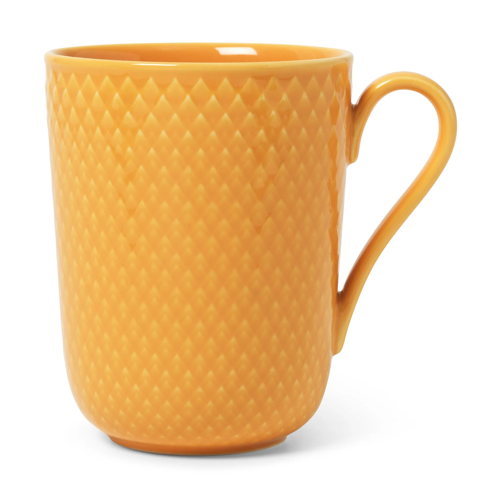Rhombe kahvallinen muki 33 cl, Keltainen Lyngby Porcelæn