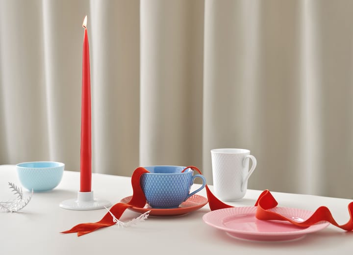 Rhombe teekuppi aluslautasella, Sininen-terrakotta Lyngby Porcelæn