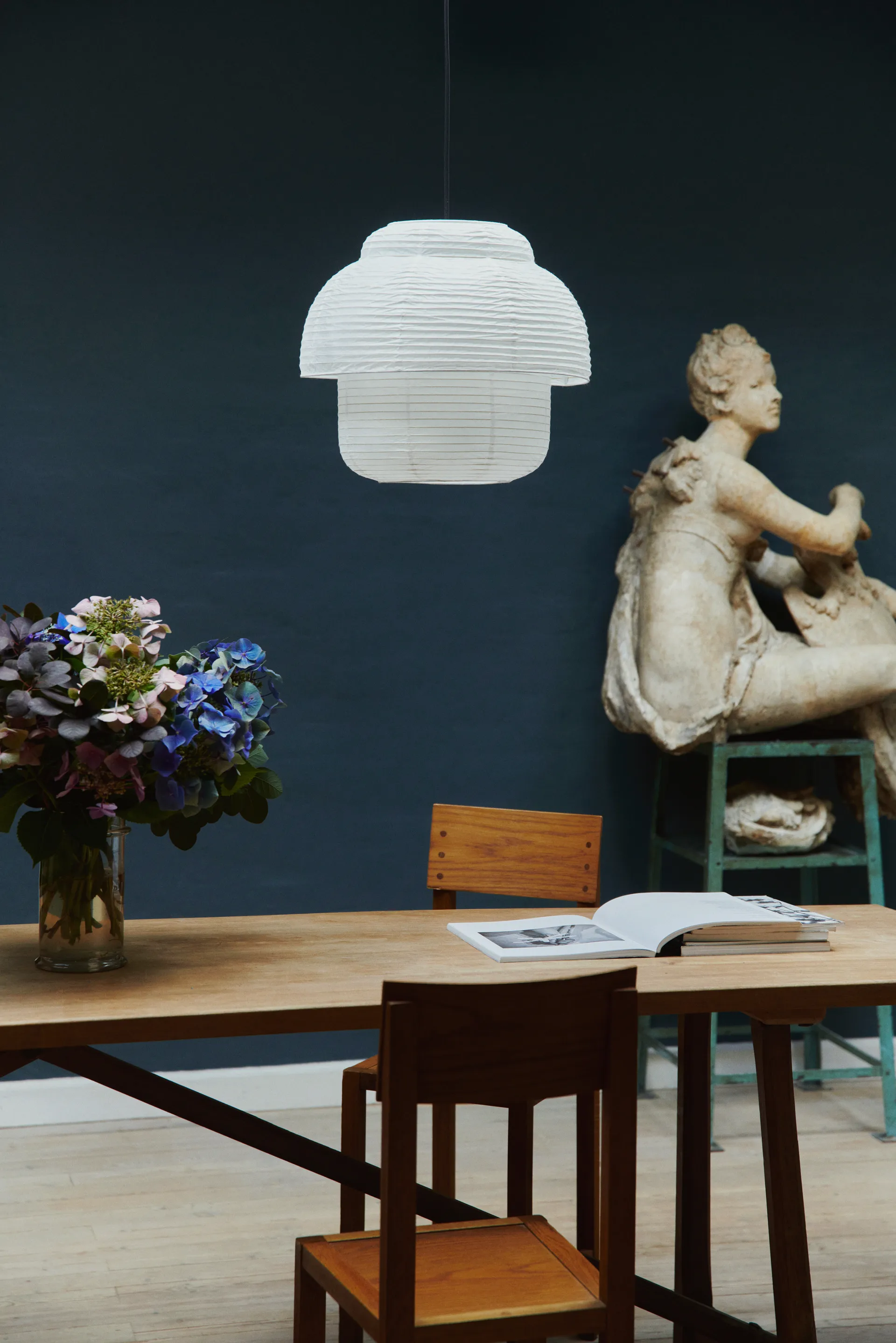 Papier Double riippuvalaisin Ø40 cm, White Made By Hand