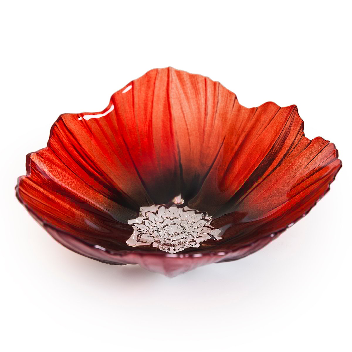 Målerås Glasbruk Poppy kulho suuri Punainen-musta | Skandinaavinen Sisustus | Koristekulhot | Punainen