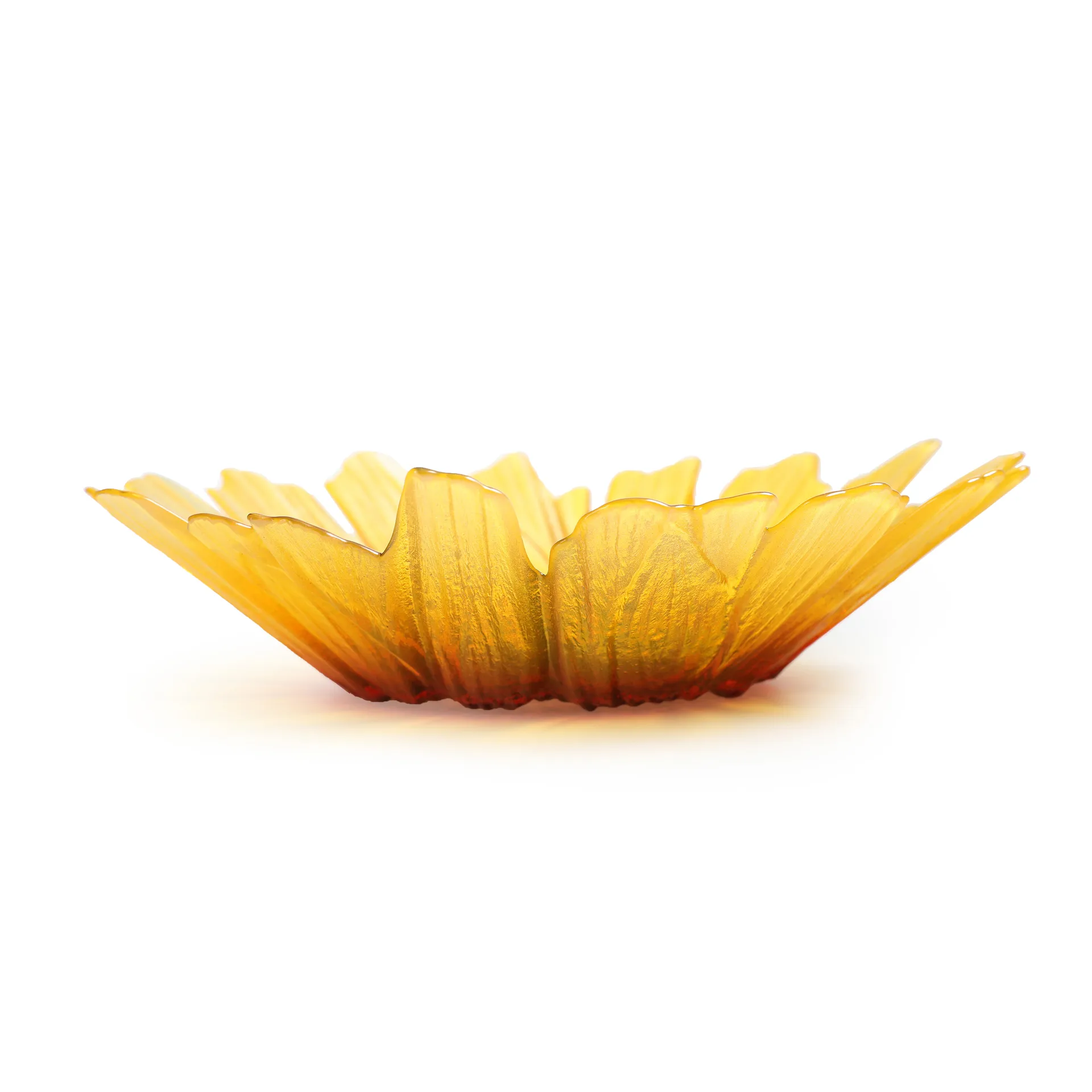 Solros lasikulho keltainen, iso Ø34 cm Målerås Glasbruk