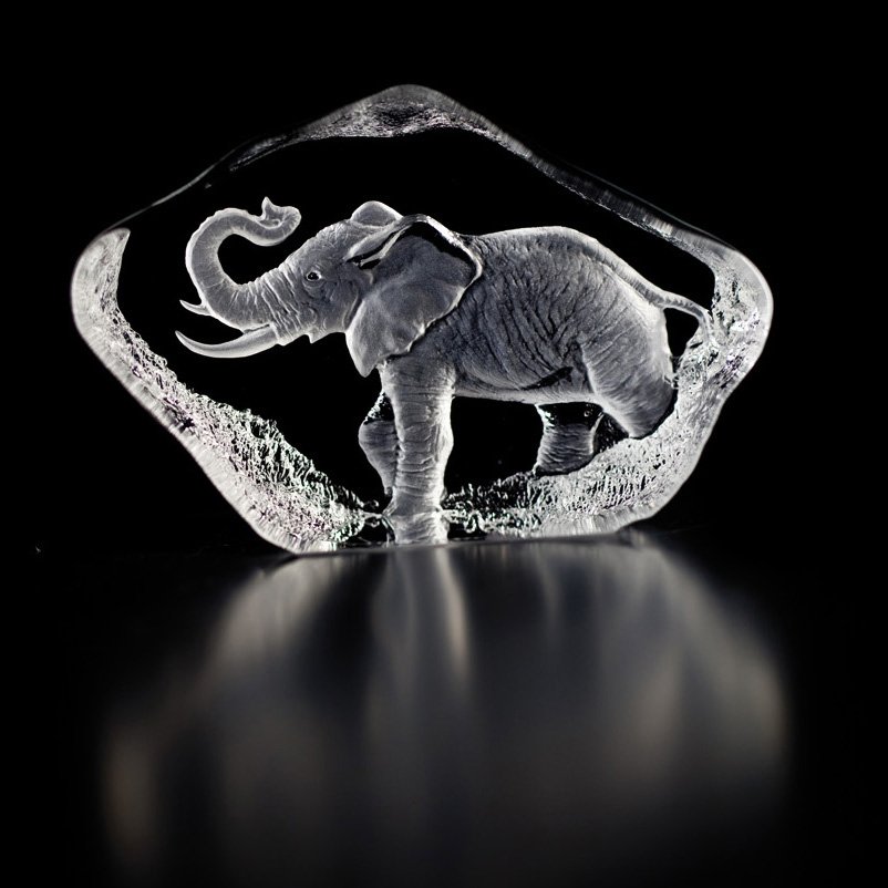 Målerås glasbruk Wildlife lasiminiatyyri elefantti lasi