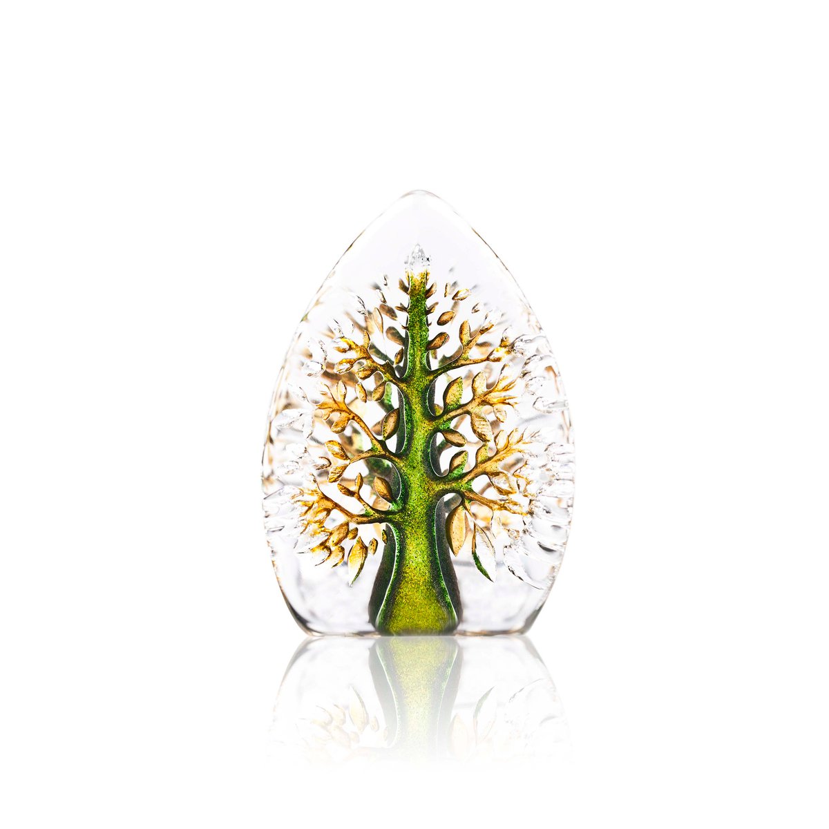 Målerås glasbruk Yggdrasil lasiveistos vihreä-keltainen Mini