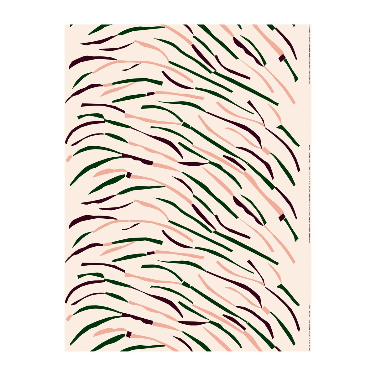 Marimekko Heinikko valkaisematon puuvillakangas Cotton-red-dazzling-green