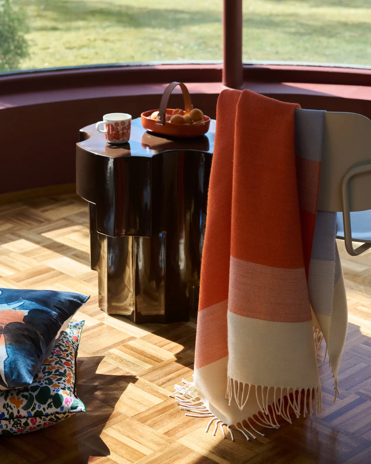 Hennika viltti 120x180 cm, Orange-white-Light blue Marimekko