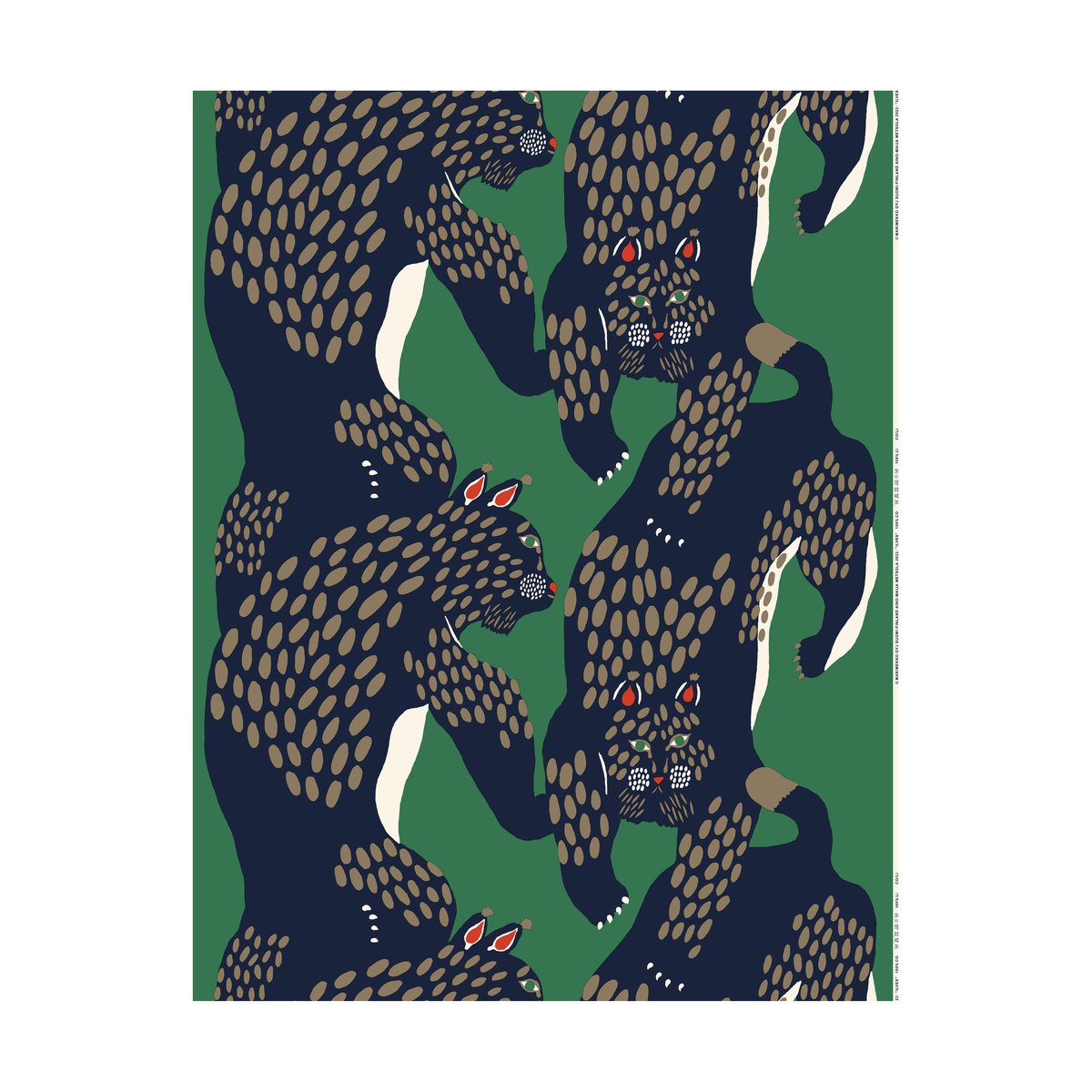 Marimekko Ilves kangas panama Green-blue-light brown