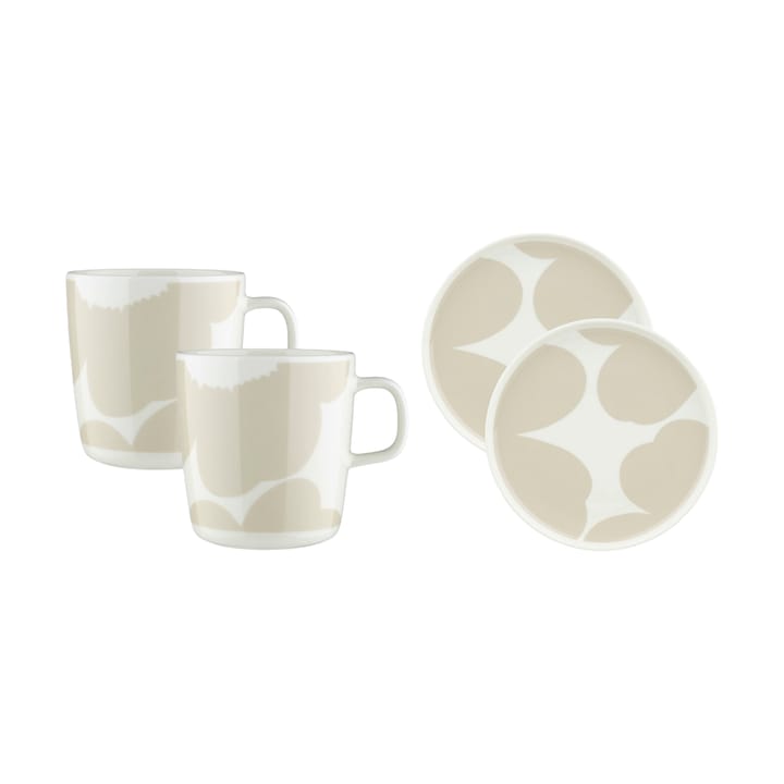 Iso Unikko aamiaissetti 4 osaa - Valkoinen straw - Marimekko