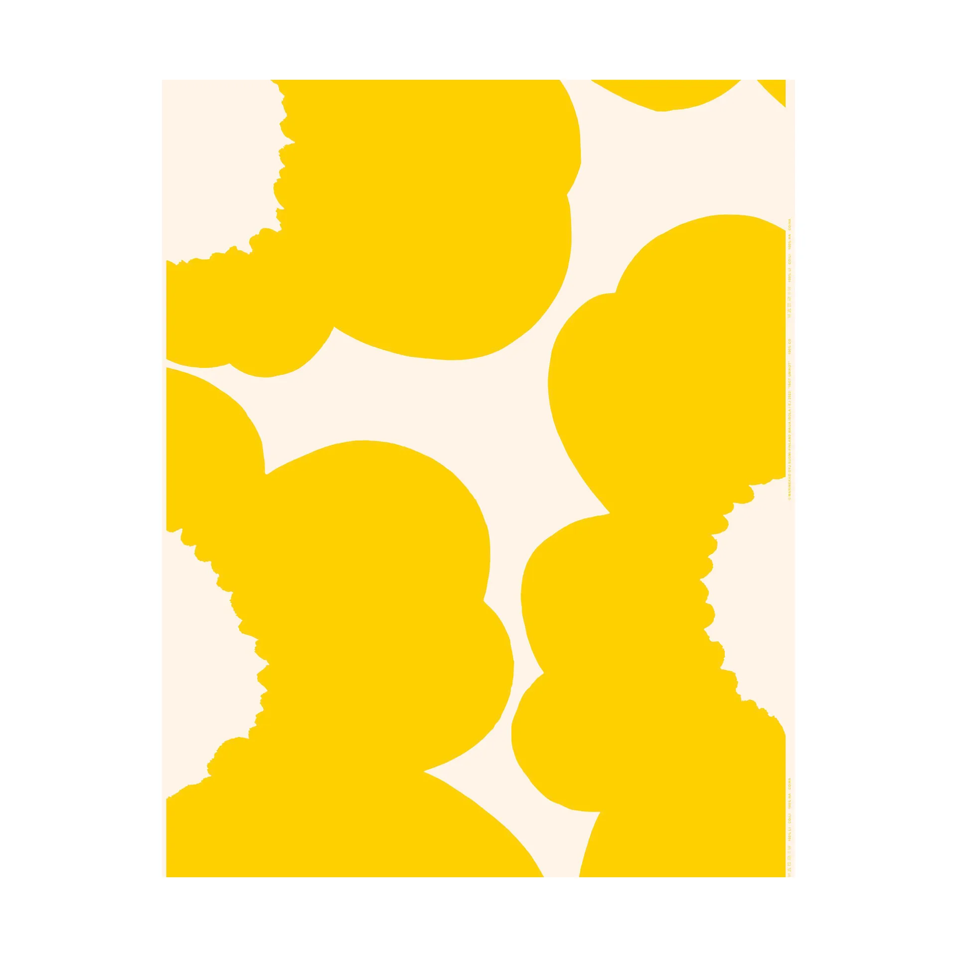 Iso Unikko kangas puuvillasatiini, Cotton-spring yellow Marimekko