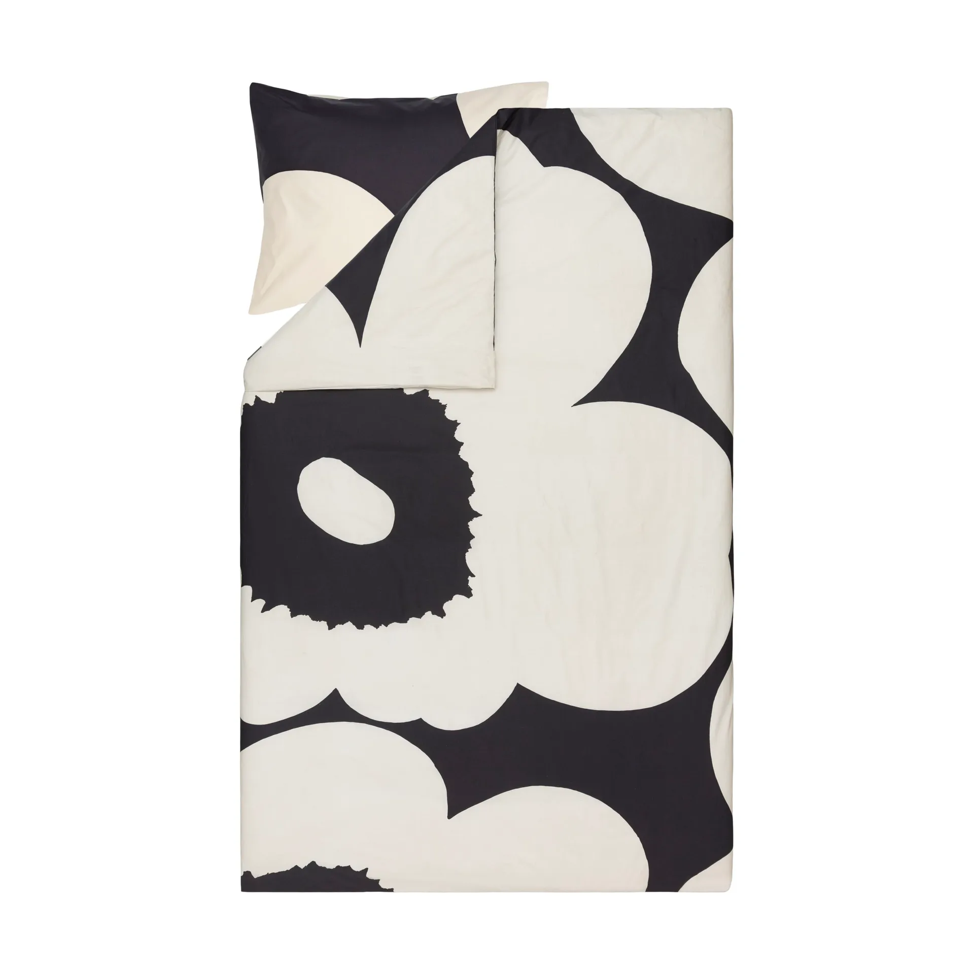 Iso Unikko pussilakana 150x210 cm, Charcoal-off white Marimekko