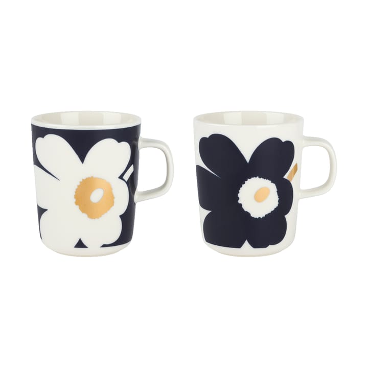 Juhla Unikko muki 25 cl 2 kpl - White-dark blue-gold - Marimekko