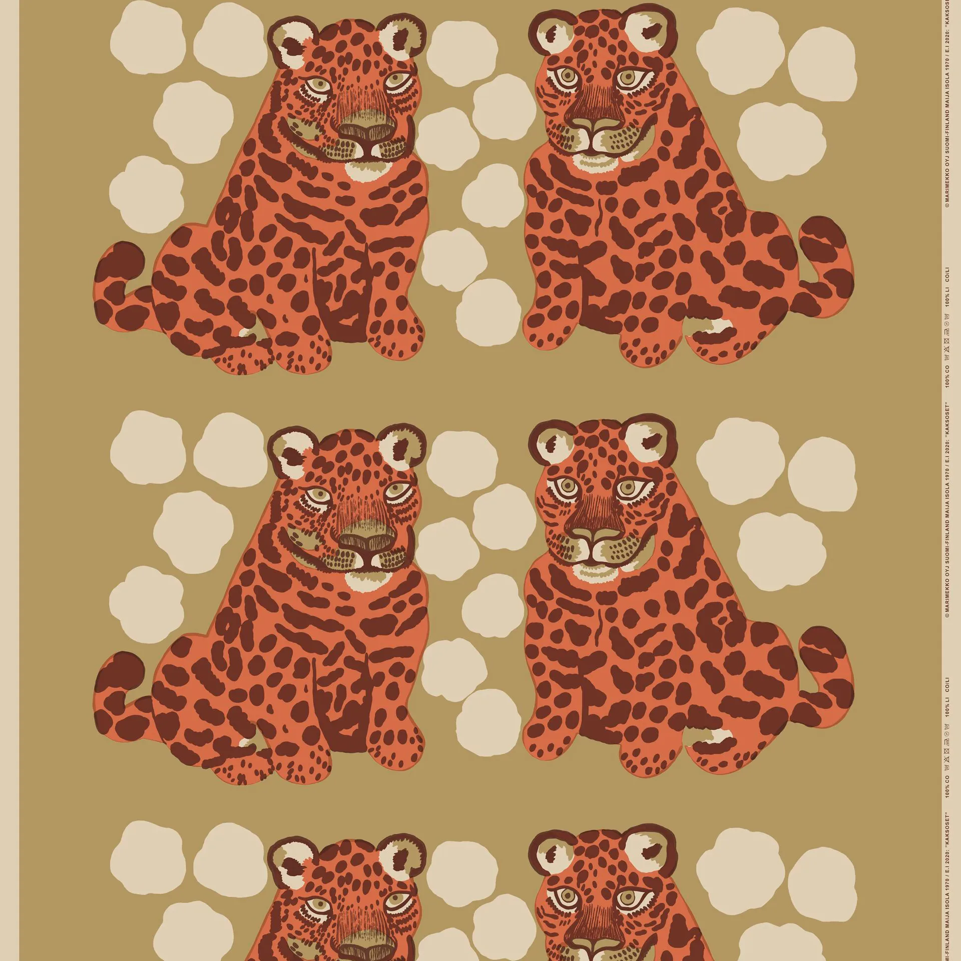 Kaksoset kangas, Beige-Oranssi-Ruskea Marimekko