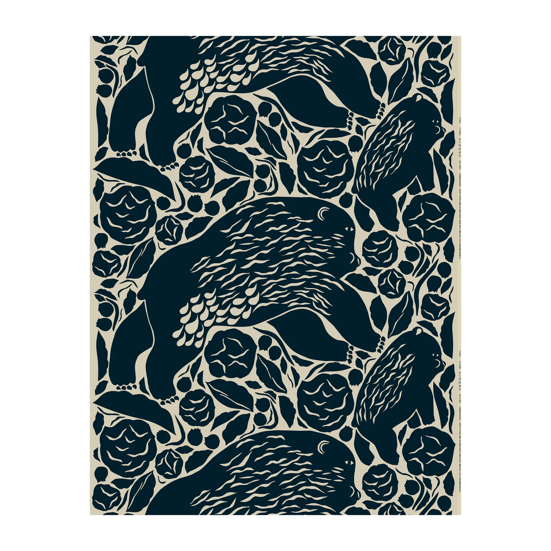 Karhuemo kangas puuvilla-pellava, Tummansininen Marimekko