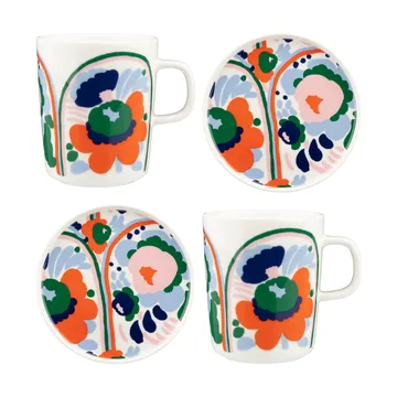 Karuselli astiasto 4 osaa - White-orange-blue-emerald - Marimekko