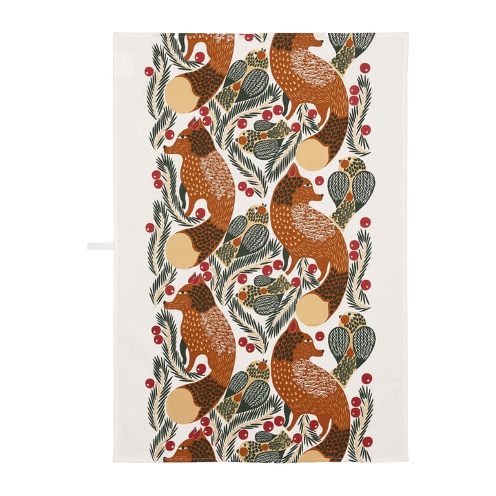 Ketunmarja keittiöpyyhe, 47 x 70 cm - Valkoinen-ruskea-punainen-tummavihreä - Marimekko