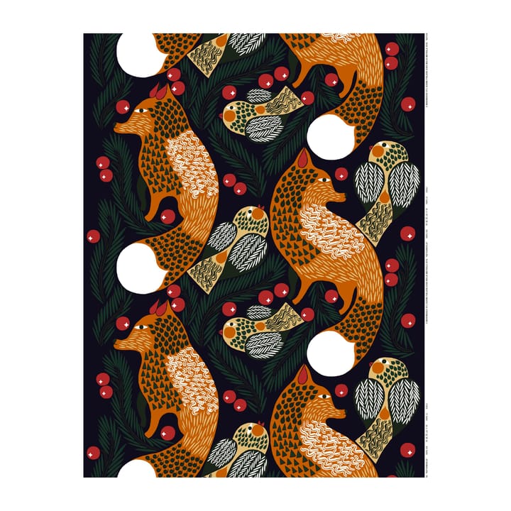 Ketunmarja vahakangas, tummansininen-ruskea-tummavihreä Marimekko