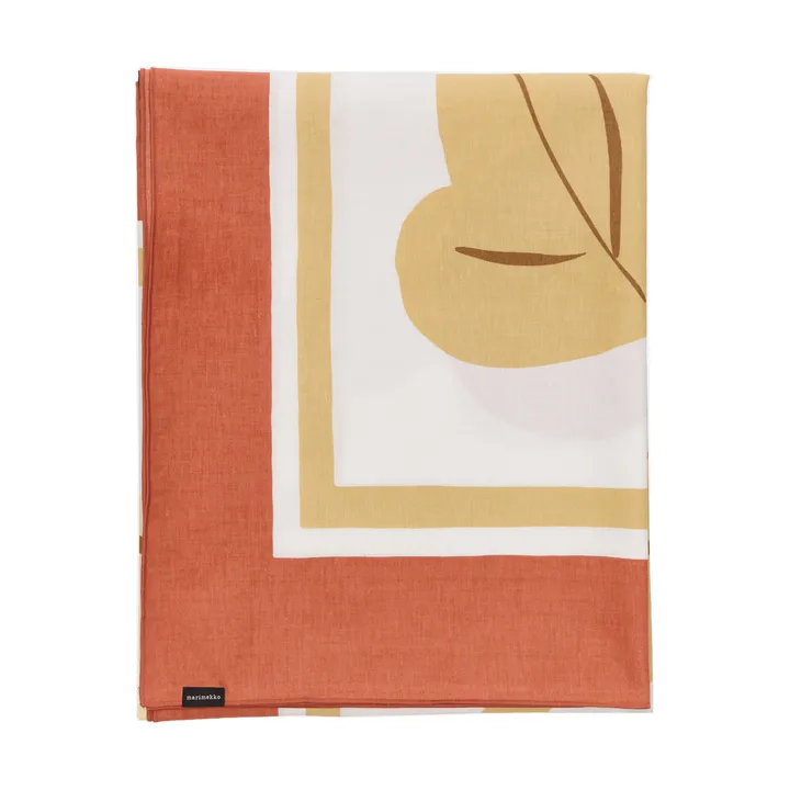 Kukasta Kukkaan hertta - White-terracotta-okra-luumu, 140x140 cm - Marimekko
