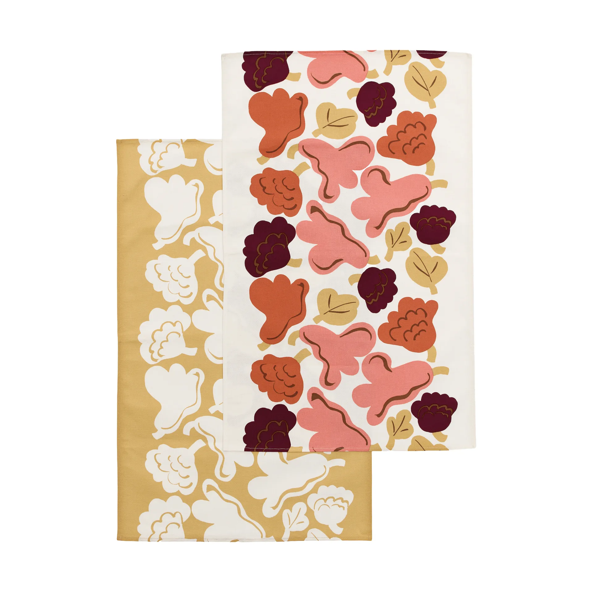 Kukasta Kukkaan keittiöpyyhe, Off white–pink–terracotta–okra, 2-pack Marimekko