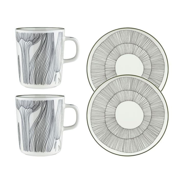 Kukat Puhkeavat aamiassetti 4 osaa - White-forest green-black - Marimekko