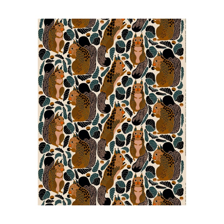Kurre kangas puuvilla-pellava, Linen-brown-black-red Marimekko